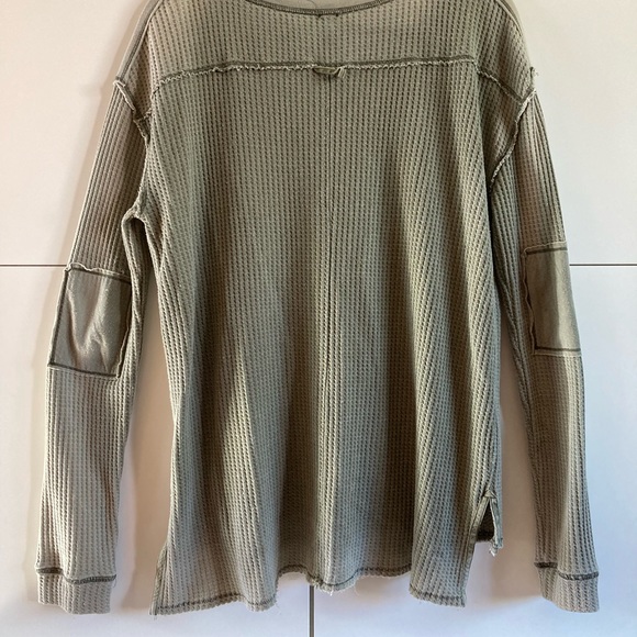 We The Free Henley Army Green Waffle Knit Shirt - Picture 4 of 7